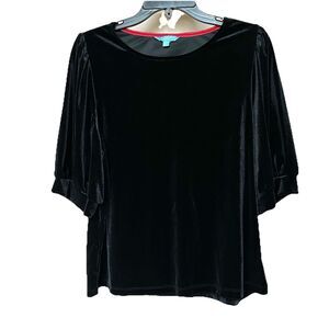 Draper James Velvet Top Lg Pullover Black Whimsogoth Fairy Grunge Basic